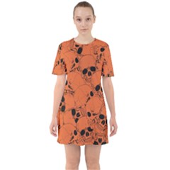 Skull Pattern Sixties Short Sleeve Mini Dress by Valentinaart