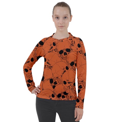 Skull Pattern Women s Pique Long Sleeve Tee by Valentinaart