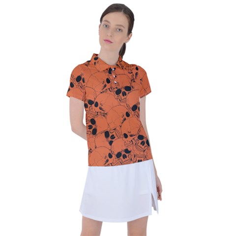 Skull Pattern Women s Polo Tee by Valentinaart