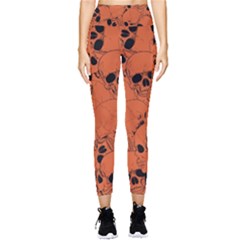 Skull Pattern Pocket Leggings  by Valentinaart