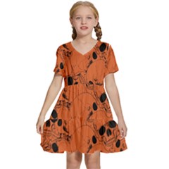 Skull Pattern Kids  Short Sleeve Tiered Mini Dress by Valentinaart