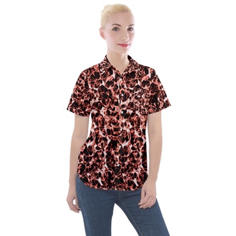 Red Universe Women s Short Sleeve Pocket Shirt by DimitriosArt