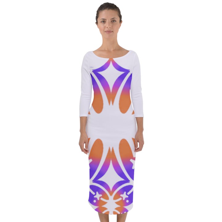 IM Fourth Dimension SPACE 1 Quarter Sleeve Midi Bodycon Dress