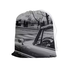 Convertible Classic Car At Paris Street Drawstring Pouch (xl)