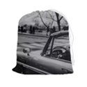 Convertible Classic Car At Paris Street Drawstring Pouch (2XL) View1