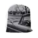 Convertible Classic Car At Paris Street Drawstring Pouch (2XL) View2