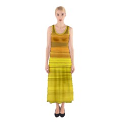 Yellow And Gold Horizontal Stripes - Abstract Art Sleeveless Maxi Dress by KorokStudios