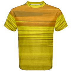 Yellow And Gold Horizontal Stripes - Abstract Art Men s Cotton Tee by KorokStudios