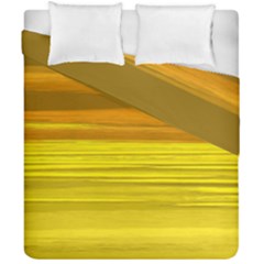 Yellow And Gold Horizontal Stripes - Abstract Art Duvet Cover Double Side (california King Size) by KorokStudios