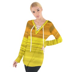 Yellow And Gold Horizontal Stripes - Abstract Art Tie Up Tee