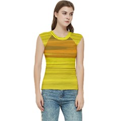 Yellow And Gold Horizontal Stripes - Abstract Art Women s Raglan Cap Sleeve Tee by KorokStudios