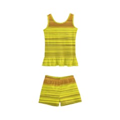 Yellow And Gold Horizontal Stripes - Abstract Art Kids  Boyleg Swimsuit by KorokStudios