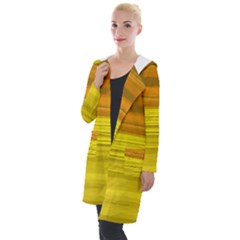 Yellow And Gold Horizontal Stripes - Abstract Art Hooded Pocket Cardigan by KorokStudios