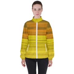 Yellow And Gold Horizontal Stripes - Abstract Art Women s High Neck Windbreaker by KorokStudios