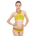 Yellow And Gold Horizontal Stripes - Abstract Art High Neck Bikini Set View1