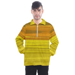 Yellow And Gold Horizontal Stripes - Abstract Art Men s Half Zip Pullover by KorokStudios