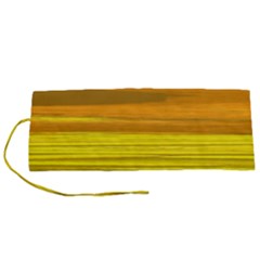 Yellow And Gold Horizontal Stripes - Abstract Art Roll Up Canvas Pencil Holder (s) by KorokStudios