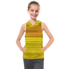 Yellow And Gold Horizontal Stripes - Abstract Art Kids  Sleeveless Hoodie by KorokStudios