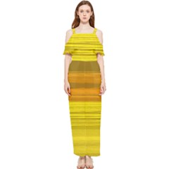 Yellow And Gold Horizontal Stripes - Abstract Art Draped Sleeveless Chiffon Jumpsuit by KorokStudios