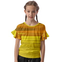 Yellow And Gold Horizontal Stripes - Abstract Art Kids  Cut Out Flutter Sleeves by KorokStudios