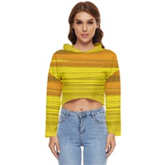 Yellow And Gold Horizontal Stripes - Abstract Art Women s Lightweight Cropped Hoodie by KorokStudios