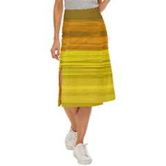 Yellow And Gold Horizontal Stripes - Abstract Art Midi Panel Skirt by KorokStudios