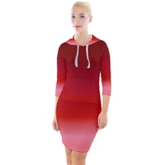 Red Quarter Sleeve Hood Bodycon Dress