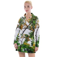 Tree Sunlight Forest Nature Landscape Sunrise Fog Women s Long Sleeve Casual Dress by danenraven