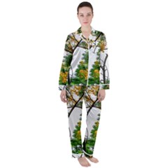 Tree Sunlight Forest Nature Landscape Sunrise Fog Satin Long Sleeve Pajamas Set