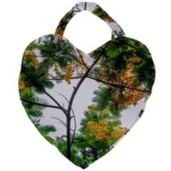 Tree Sunlight Forest Nature Landscape Sunrise Fog Giant Heart Shaped Tote by danenraven