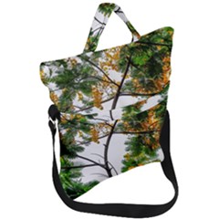 Tree Sunlight Forest Nature Landscape Sunrise Fog Fold Over Handle Tote Bag by danenraven