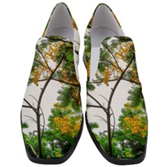 Tree Sunlight Forest Nature Landscape Sunrise Fog Women Slip On Heel Loafers by danenraven