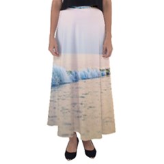 Sea Beach Ocean Sunset Sky Nature Coast Water Flared Maxi Skirt by danenraven