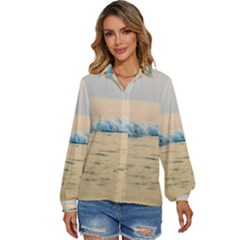 Sea Beach Ocean Sunset Sky Nature Coast Water Women s Long Sleeve Button Down Shirt