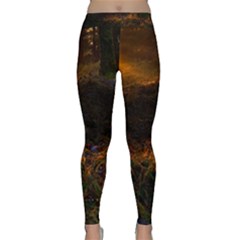 Sunset Forest Fall Sunbeams Nature Classic Yoga Leggings by danenraven