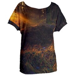 Sunset Forest Fall Sunbeams Nature Women s Oversized Tee by danenraven