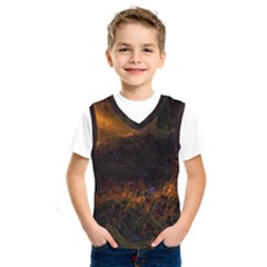 Sunset Forest Fall Sunbeams Nature Kids  Basketball Tank Top by danenraven