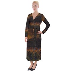 Sunset Forest Fall Sunbeams Nature Velvet Maxi Wrap Dress by danenraven