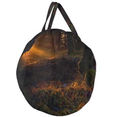 Sunset Forest Fall Sunbeams Nature Giant Round Zipper Tote by danenraven