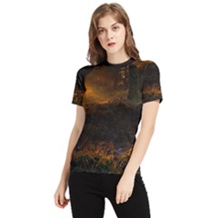 Sunset Forest Fall Sunbeams Nature Women s Short Sleeve Rash Guard by danenraven