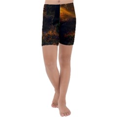 Sunset Forest Fall Sunbeams Nature Kids  Lightweight Velour Capri Yoga Leggings by danenraven