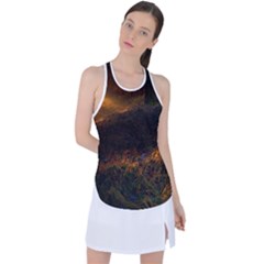 Sunset Forest Fall Sunbeams Nature Racer Back Mesh Tank Top by danenraven