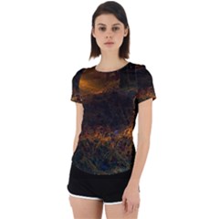 Sunset Forest Fall Sunbeams Nature Back Cut Out Sport Tee by danenraven