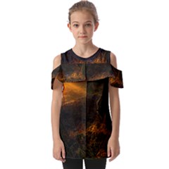 Sunset Forest Fall Sunbeams Nature Fold Over Open Sleeve Top