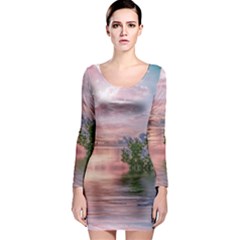 Nature Water Outdoors Travel Exploration Long Sleeve Bodycon Dress by danenraven