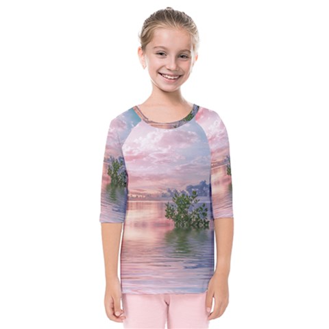 Nature Water Outdoors Travel Exploration Kids  Quarter Sleeve Raglan Tee by danenraven