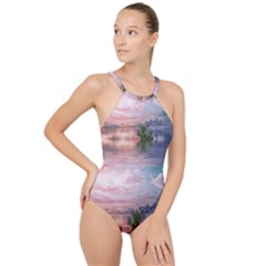 Nature Water Outdoors Travel Exploration High Neck One Piece Swimsuit by danenraven