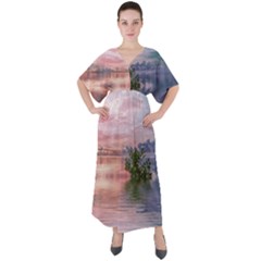 Nature Water Outdoors Travel Exploration V-neck Boho Style Maxi Dress by danenraven