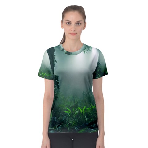 Swamp Forest Trees Background Nature Eerie Women s Sport Mesh Tee by danenraven