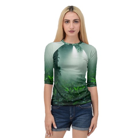 Swamp Forest Trees Background Nature Eerie Quarter Sleeve Raglan Tee by danenraven